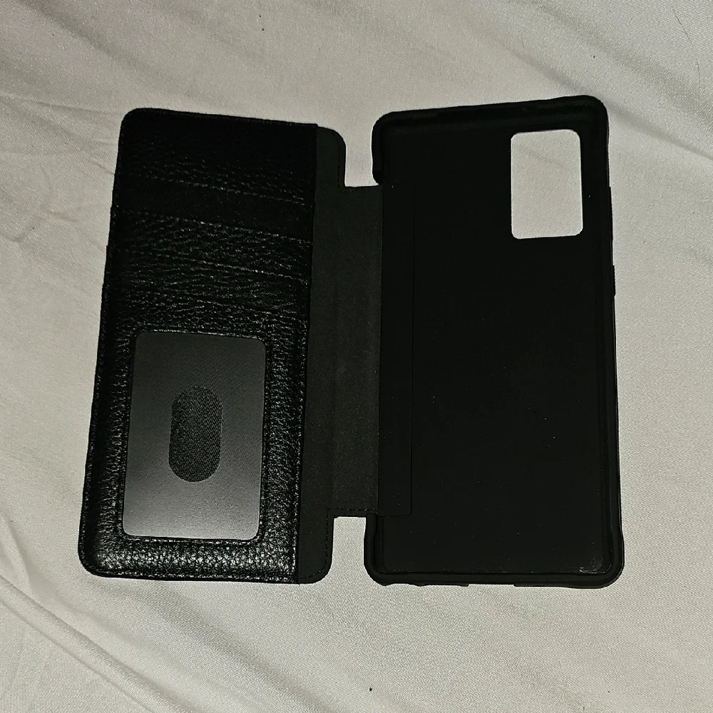 Samsung Black Leather Tough Wallet Folio Case
